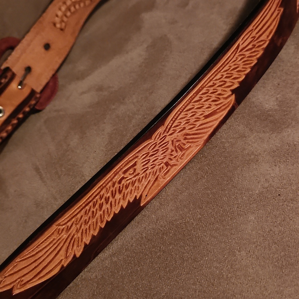 Leather Braided Tooled Belt